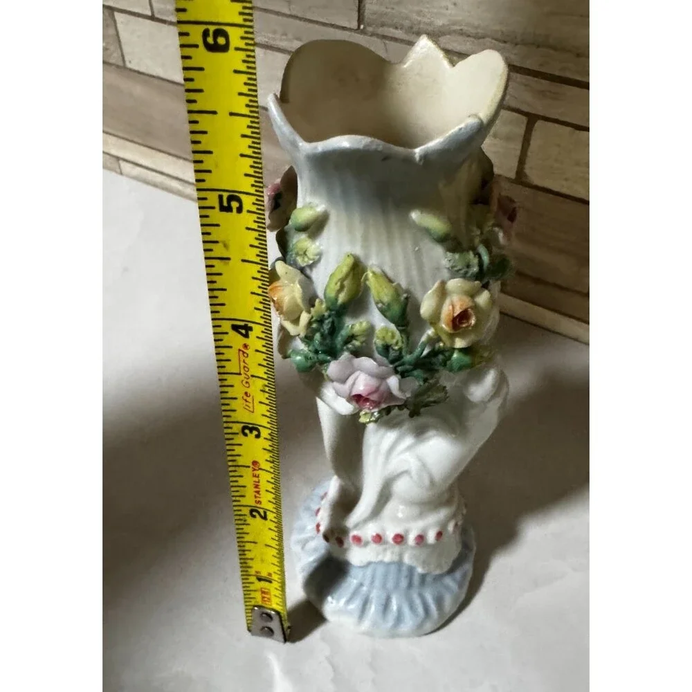 Antique Dresden-style porcelain hand-shaped figural vase